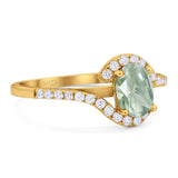 Oval Natural Stone Curved Art Deco Ring