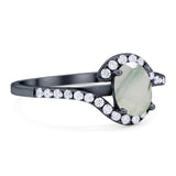 Oval Natural Stone Curved Art Deco Ring