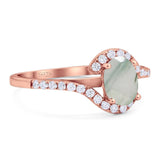 Oval Natural Stone Curved Art Deco Ring