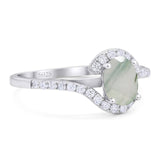 Oval Natural Stone Curved Art Deco Ring