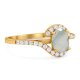 Oval Natural Stone Curved Art Deco Ring