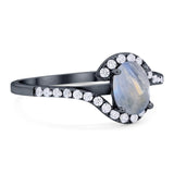 Oval Natural Stone Curved Art Deco Ring