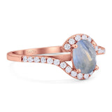 Oval Natural Stone Curved Art Deco Ring