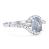 Oval Natural Stone Curved Art Deco Ring