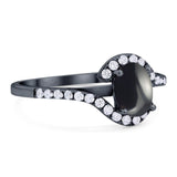 Oval Natural Stone Curved Art Deco Ring