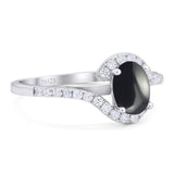 Oval Natural Stone Curved Art Deco Ring