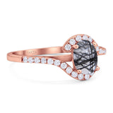 Oval Natural Stone Curved Art Deco Ring