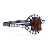 Oval Natural Stone Curved Art Deco Ring