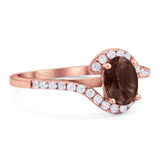 Oval Natural Stone Curved Art Deco Ring