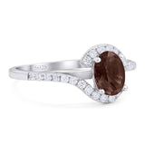 Oval Natural Stone Curved Art Deco Ring