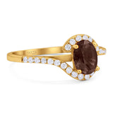 Oval Natural Stone Curved Art Deco Ring