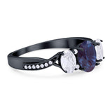 Three Stone Oval Natural Stone Trellis Ring