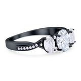 Three Stone Oval Natural Stone Trellis Ring