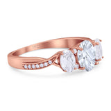 Three Stone Oval Natural Stone Trellis Ring