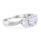 Three Stone Oval Natural Stone Trellis Ring