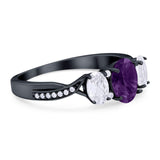 Three Stone Oval Natural Stone Trellis Ring