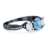 Three Stone Oval Natural Stone Trellis Ring