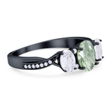 Three Stone Oval Natural Stone Trellis Ring