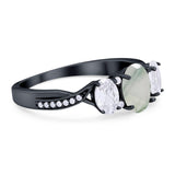 Three Stone Oval Natural Stone Trellis Ring