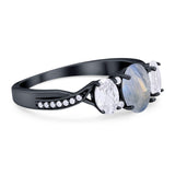 Three Stone Oval Natural Stone Trellis Ring