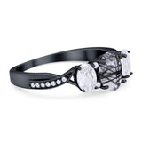 Three Stone Oval Natural Stone Trellis Ring