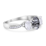 Three Stone Oval Natural Stone Trellis Ring