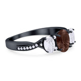 Three Stone Oval Natural Stone Trellis Ring