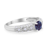 Vintage Style Round Natural Stone Solitaire Ring