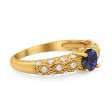 Vintage Style Round Natural Stone Solitaire Ring