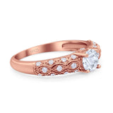 Vintage Style Round Natural Stone Solitaire Ring