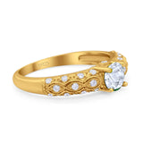 Vintage Style Round Natural Stone Solitaire Ring