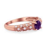 Vintage Style Round Natural Stone Solitaire Ring