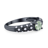 Vintage Style Round Natural Stone Solitaire Ring