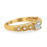 Vintage Style Round Natural Stone Solitaire Ring