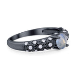 Vintage Style Round Natural Stone Solitaire Ring