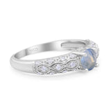 Vintage Style Round Natural Stone Solitaire Ring