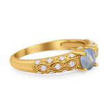 Vintage Style Round Natural Stone Solitaire Ring