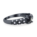 Vintage Style Round Natural Stone Solitaire Ring