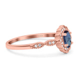 Art Deco Oval Natural Stone Floral Ring