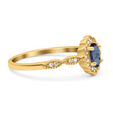 Art Deco Oval Natural Stone Floral Ring