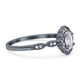 Art Deco Oval Natural Stone Floral Ring