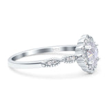 Art Deco Oval Natural Stone Floral Ring
