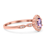 Art Deco Oval Natural Stone Floral Ring