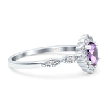 Art Deco Oval Natural Stone Floral Ring