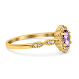 Art Deco Oval Natural Stone Floral Ring