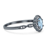 Art Deco Oval Natural Stone Floral Ring