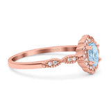Art Deco Oval Natural Stone Floral Ring