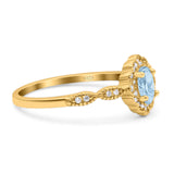 Art Deco Oval Natural Stone Floral Ring