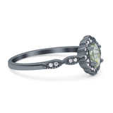 Art Deco Oval Natural Stone Floral Ring