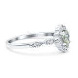 Art Deco Oval Natural Stone Floral Ring